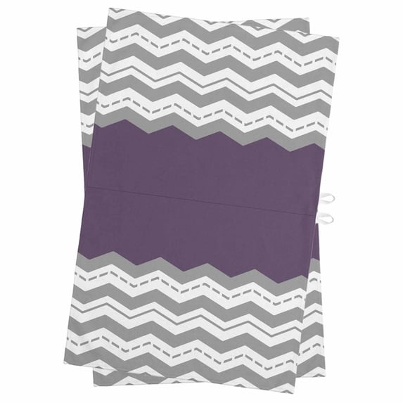 Grey Chevron Kitchen Towels Set of 2, Water Absorbent Dish Towel, Geometric Purple Print Wavy Striped White Decorative Hand Towels - Quick Drying Cloth for Cooking Baking, 18x28 Inch