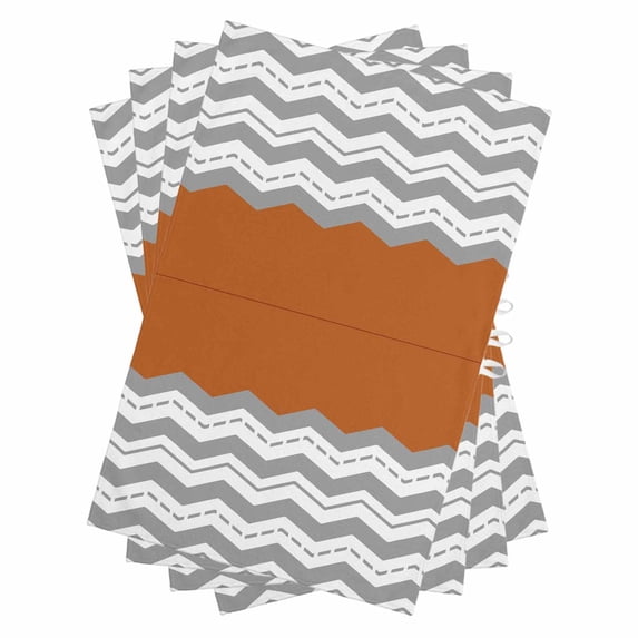 Grey Chevron Kitchen Towels Set of 4, Water Absorbent Dish Towel, Geometric Orange Print Wavy Striped White Decorative Hand Towels - Quick Drying Cloth for Cooking Baking, 18x28 Inch