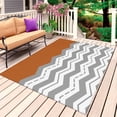 thumbnail image 1 of Grey Chevron Outdoor Rug 3x5 Ft, Non Slip Washable Area Rug, Geometric Orange Print Wavy Striped White Patio Rugs Carpet Runner, Large Floor Mat for Indoor/Outdoor Deck Porch Camping, 1 of 8