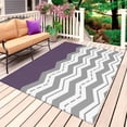 thumbnail image 1 of Grey Chevron Outdoor Rug 3x5 Ft, Non Slip Washable Area Rug, Geometric Purple Print Wavy Striped White Patio Rugs Carpet Runner, Large Floor Mat for Indoor/Outdoor Deck Porch Camping, 1 of 8