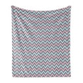 thumbnail image 1 of Grey Chevron Soft Flannel Fleece Throw Blanket, Pastel Sharp Shapes Abstract Herringbone Inspired Geometric, Cozy Plush for Indoor and Outdoor Use, 70" x 90", Azure Blue Baby Pink, by Ambesonne, 1 of 6