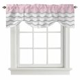 thumbnail image 1 of Grey Chevron Tie Up Valance Curtains for Windows, Kitchen Curtains Window Treatments, Geometric Pink Print Wavy Striped White Short Window Shades Valances for Bedroom Bathroom Cafe 54"x18", 1 of 8