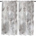 thumbnail image 1 of Grey Christmas Balls Kitchen Curtains 84 Inch Length, Farmhouse Curtains & Drapes, Xmas Balls Gray Rod Pocket Window Curtains for Living Room/Bedroom/Bathroom, 52" x 84", 2 Panels, 1 of 5