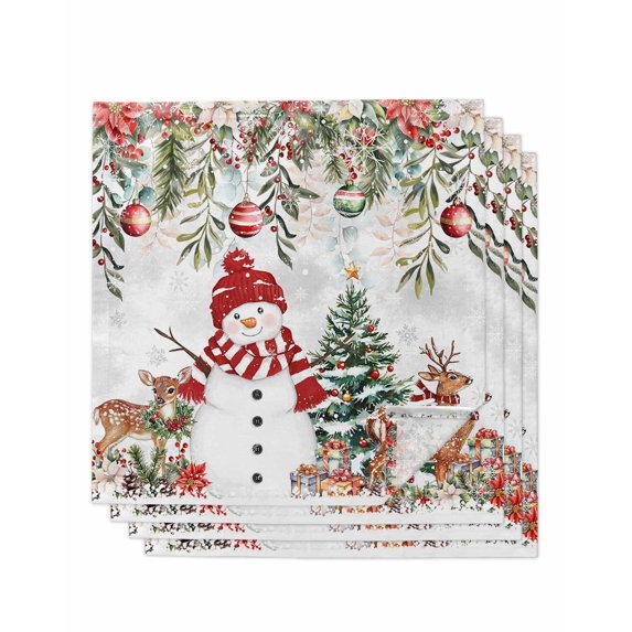 Elrene Home Fashions Holiday Tree Trimmings Fabric Napkins, Set Of 4