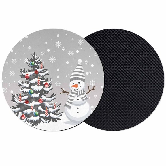 Grey Christmas Coasters Set of 2, Absorbent Coasters for Drinks, Snowman Pine Tree Xmas Ball Snowflakes Coaster for Desk Coffee Table Protection, Home Decor House Warming Gifts 4"