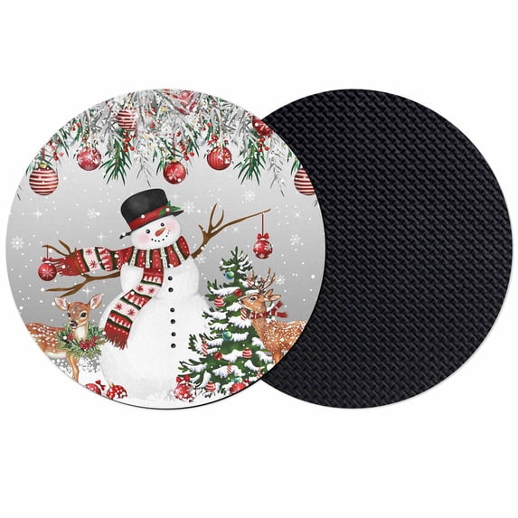Grey Christmas Coasters Set of 2, Absorbent Coasters for Drinks, Snowman Xmas Tree Ball Elk Snowflake Coaster for Desk Coffee Table Protection, Home Decor House Warming Gifts 4"