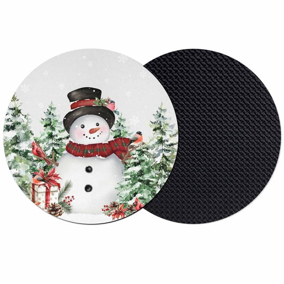Grey Christmas Coasters Set of 2, Absorbent Coasters for Drinks, Snowman Xmas Trees Snowflake Birds Watercolor Coaster for Desk Coffee Table Protection, Home Decor House Warming Gifts 4"