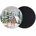 thumbnail image 1 of Grey Christmas Coasters Set of 2, Absorbent Coasters for Drinks, Xmas Winter Forest Tree Deer Snowflakes Coaster for Desk Coffee Table Protection, Home Decor House Warming Gifts 4", 1 of 8