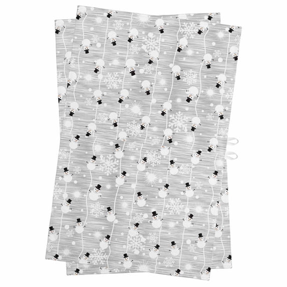 Grey Christmas Kitchen Towels Set of 2, Water Absorbent Dish Towel, Xmas Snowflake Snowman Decorative Hand Towels - Quick Drying Cloth for Cooking Baking, 18x28 Inch