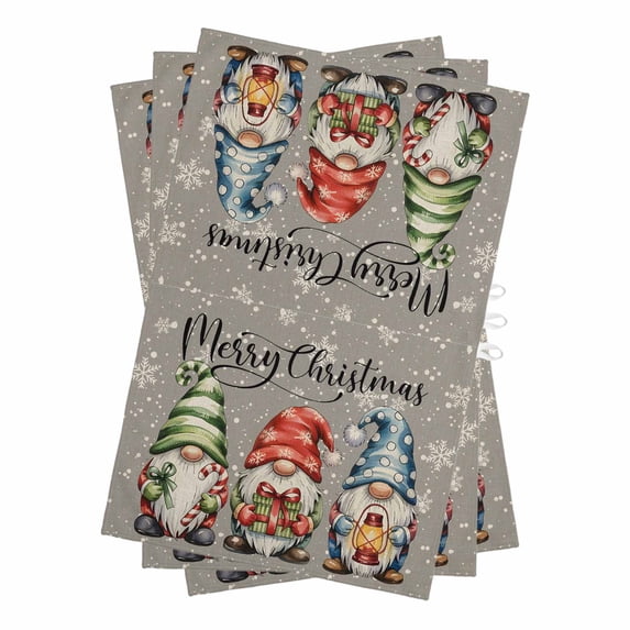 Grey Christmas Kitchen Towels Set of 3, Water Absorbent Dish Towel, Winter Gnomes Snowflake Cartoon Funny Decorative Hand Towels - Quick Drying Cloth for Cooking Baking, 18x28 Inch