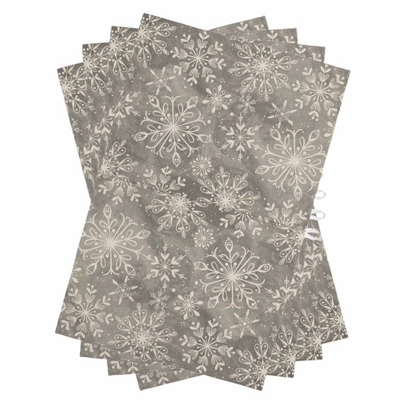 Grey Christmas Kitchen Towels Set of 4, Water Absorbent Dish Towel, Vintage Winter Snowflakes Patterned Decorative Hand Towels - Quick Drying Cloth for Cooking Baking, 18x28 Inch