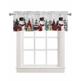thumbnail image 1 of Grey Christmas Linen Curtain Valance for Bedroom/Bathroom/Kitchen/Office/Living/Dining Room Window,Winter Snowman Snowflake Xmas Tree Rod Pocket Topper Decorative Cafe Drapes Panel 42"x12", 1 of 6