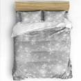 thumbnail image 1 of Grey Christmas Snowflakes Twin Size Comforter Set, Winter Snowfall Shiny White Modern Soft Bedding for All Seasons, 4 Pcs Bed Set with 1 Comforter (68"x86") ,1Sheet(66"x116"), 2 Pillowcases (19"x29"), 1 of 7