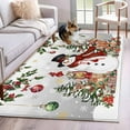 thumbnail image 1 of Grey Christmas Snowman Area Rug 3x5 Washable Rug Non Slip Xmas Snowflake Elk Tree Balls Large Area Rug Indoor Floor Carpet for Entryway Bedroom Kitchen Living Room Home Office Dining Room Nursery, 1 of 8