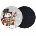 thumbnail image 1 of Grey Christmas Snowman Coasters Set of 2, Absorbent Coasters for Drinks, Xmas Botanical Birds Snowflake Coaster for Desk Coffee Table Protection, Home Decor House Warming Gifts 4", 1 of 8