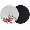 thumbnail image 1 of Grey Christmas Snowman Coasters Set of 2, Absorbent Coasters for Drinks, Xmas Truck Tree Snowflake Coaster for Desk Coffee Table Protection, Home Decor House Warming Gifts 4", 1 of 8