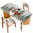 thumbnail image 1 of Grey Christmas Snowman Table Cloths for 3 Foot Rectangle Tables, Xmas Tree Snowflake Botanical Patio Waterproof Elastic Fitted Tablecloths, Washable Rectangular Table Cover for Camping, 1 of 8