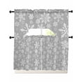 thumbnail image 1 of Grey Christmas Swag Kitchen Curtains Sets for Windows 24 Inch Length, Xmas Snowflake White Short Window Curtain Panels Swags Valances and Tiers 3 Piece Set for Cafe/Dining Room, 1 of 5