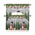 thumbnail image 1 of Grey Christmas Swag Kitchen Curtains Sets for Windows 24 Inch Length, Xmas Tree Ball Snowflake Winter Gifts Short Window Curtain Panels Swags Valances and Tiers 3 Piece Set for Cafe/Dining Room, 1 of 5