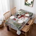 thumbnail image 1 of Grey Christmas Table Cloth Waterproof Tablecloths, Snowman Xmas Tree Ball Snowflake Winter Wooden Tablecloth Dining Table Cover for Kitchen Party Tabletop Outdoor, Rectangle Tablecloth 60x102 Inch, 1 of 9