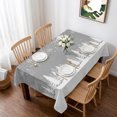 thumbnail image 1 of Grey Christmas Table Cloth Waterproof Tablecloths, Vintage Farmhouse Pine Tree Snowflakes Tablecloth Dining Table Cover for Kitchen Party Tabletop Outdoor, Rectangle Tablecloth 52x70 Inch, 1 of 9