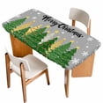 thumbnail image 1 of Grey Christmas Table Cloths for 3 Foot Rectangle Tables, Green Xmas Tree Snowflake Stars Winter Patio Waterproof Elastic Fitted Tablecloths, Washable Rectangular Table Cover for Camping, 1 of 8