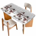 thumbnail image 1 of Grey Christmas Table Cloths for 3 Foot Rectangle Tables, Snowman Snowflake Winter Birds Patio Waterproof Elastic Fitted Tablecloths, Washable Rectangular Table Cover for Camping, 1 of 8