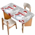 thumbnail image 1 of Grey Christmas Table Cloths for 4 Foot Rectangle Tables, Snowman Snowflake Gifts Xmas Tree Patio Waterproof Elastic Fitted Tablecloths, Washable Rectangular Table Cover for Camping, 1 of 8