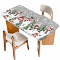 thumbnail image 1 of Grey Christmas Table Cloths for 4 Foot Rectangle Tables, Snowman Xmas Tree Snowflake Winter Patio Waterproof Elastic Fitted Tablecloths, Washable Rectangular Table Cover for Camping, 1 of 8