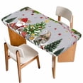 thumbnail image 1 of Grey Christmas Table Cloths for 5 Foot Rectangle Tables, Gnomes Xmas Tree Snowflake Winter Gifts Patio Waterproof Elastic Fitted Tablecloths, Washable Rectangular Table Cover for Camping, 1 of 8