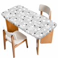 thumbnail image 1 of Grey Christmas Table Cloths for 5 Foot Rectangle Tables, Xmas Snowflake Snowman Patio Waterproof Elastic Fitted Tablecloths, Washable Rectangular Table Cover for Camping, 1 of 8