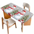 thumbnail image 1 of Grey Christmas Table Cloths for 6 Foot Rectangle Tables, Snowman Snowflake Xmas Tree Gifts Patio Waterproof Elastic Fitted Tablecloths, Washable Rectangular Table Cover for Camping, 1 of 8