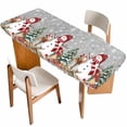 thumbnail image 1 of Grey Christmas Table Cloths for 8 Foot Rectangle Tables, Snowman Gifts Xmas Tree Snowflake Winter Patio Waterproof Elastic Fitted Tablecloths, Washable Rectangular Table Cover for Camping, 1 of 8