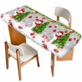 thumbnail image 1 of Grey Christmas Table Cloths for 8 Foot Rectangle Tables, Snowman Xmas Tree Ball Snowflake Patio Waterproof Elastic Fitted Tablecloths, Washable Rectangular Table Cover for Camping, 1 of 8