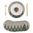 thumbnail image 1 of Grey Christmas Tree Round Placemats Set of 6, Braided Polypropylene Place Mats, Green Xmas Tree Snowflake Washable Table Mats for Kitchen Dinner Holiday Wedding Party Coffee Table Decoration 15", 1 of 9