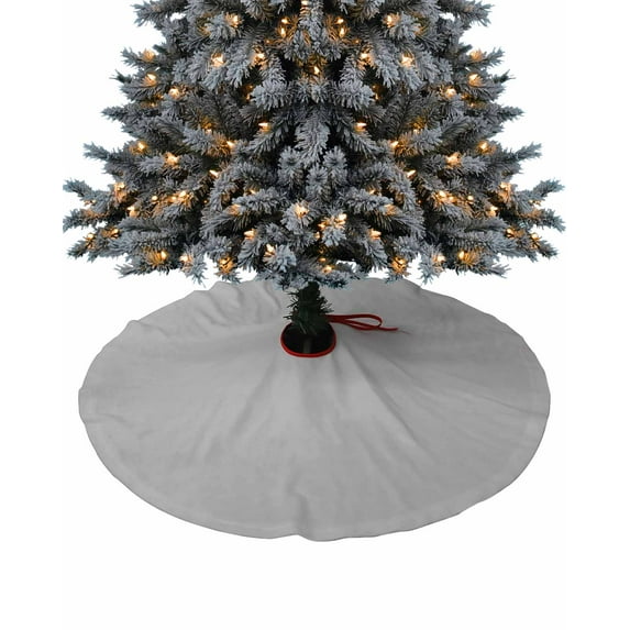 Grey Christmas Tree Skirt 36 Inches Large Christmas Skirt Tree, Pure Gray Solid Color Simple Minimalism Art Tree Skirt Christmas Decorations for Fireplace Party Holidays Indoor Outdoor