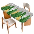 thumbnail image 1 of Grey Christmas Tree Table Cloths for 3 Foot Rectangle Tables, Green Golden Xmas Tree Snowflake Winter Patio Waterproof Elastic Fitted Tablecloths, Washable Rectangular Table Cover for Camping, 1 of 8