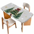 thumbnail image 1 of Grey Christmas Tree Table Cloths for 4 Foot Rectangle Tables, Snowflake Tree Xmas Patio Waterproof Elastic Fitted Tablecloths, Washable Rectangular Table Cover for Camping, 1 of 8