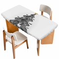 thumbnail image 1 of Grey Christmas Tree Table Cloths for 5 Foot Rectangle Tables, Xmas Reindeer Modern Abstract Art Patio Waterproof Elastic Fitted Tablecloths, Washable Rectangular Table Cover for Camping, 1 of 8