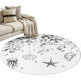 thumbnail image 1 of Grey Coastal 3ft Area Rug, Summer Eucalyptus Leaves Beach Ocean Starfish Nautical Non-Slip Small Round Rugs for Entryway Bedroom Kitchen, Soft Circle Carpet for Dining Room, Playroom Nursery Rug, 1 of 9