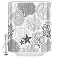 thumbnail image 1 of Grey Coastal Bathroom Shower Curtains with 12 Hooks Polyester Waterproof Shower Curtain for Stalls and Bathtubs Ocean Coral Starfish Shell Modern Sea Decorative Bathroom Privacy Curtain 36x72 Inches, 1 of 9