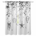 thumbnail image 1 of Grey Coastal Blackout Curtains for Bedroom/Living Room, Thermal Insulated Kitchen Curtains, Summer Eucalyptus Leaves Beach Ocean Starfish Nautical Grommet Darkening Window Treatment Drapes 42"x63"x2, 1 of 8