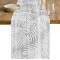 thumbnail image 1 of Grey Coastal Palm Leaves Cotton Linen Rectangle Table Runners 13"x90", Summer Botanical Tropical Coffee Table Runner Dresser Scarves Luxury Table Runners for Wedding Party Banquet Dinner Decor, 1 of 8