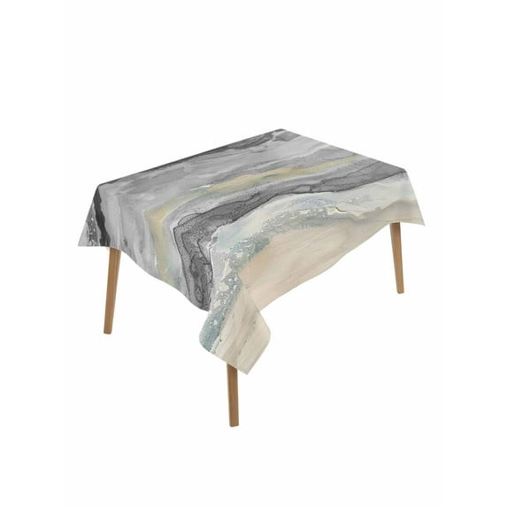 Grey Coastal Table Cloth, Summer Beach Nautical Abstract Art Waterproof Tablecloth for Rectangle Tables, Reusable Washable Fabric Table Cover for Restaurant Kitchen Dining Tables 52"x70"