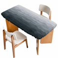 thumbnail image 1 of Grey Coastal Wave Table Cloths for 3 Foot Rectangle Tables, Summer Ocean Nautical Beach Ombre Patio Waterproof Elastic Fitted Tablecloths, Washable Rectangular Table Cover for Camping, 1 of 8