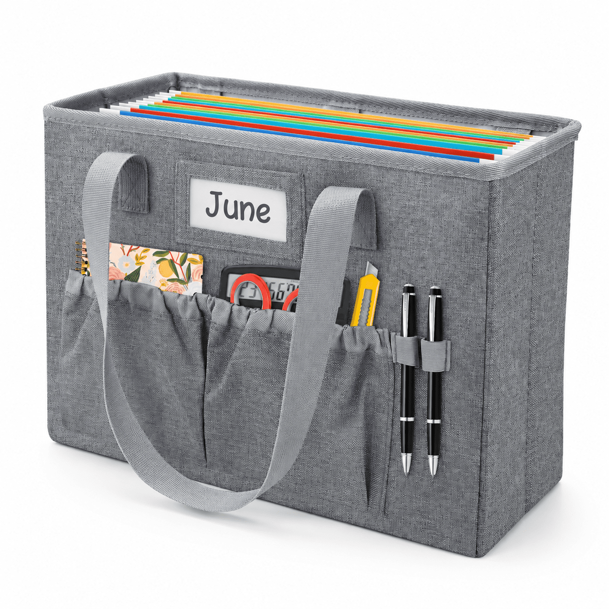 File Organizer Container Grey Collapsible Hanging Desktop File Organizer for Letter Size ...