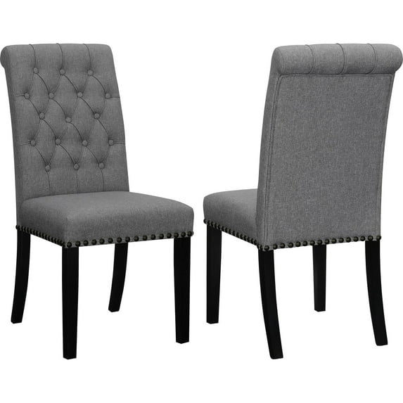 Grey Color - Button Tufting Detail - Dining Table - Ornate Style