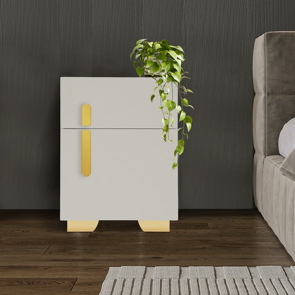 Grey Composite Material 50x40x40cm Intelligent Bedside Table With Safe/Wireless Charging/Tri-Color Lamp Multifunctional Locker
