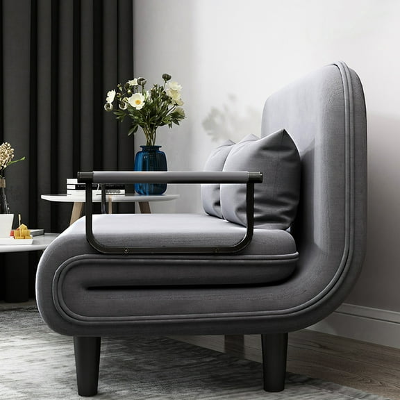 Grey Convertible Chair Bed - Comfortable Upholstery, Metal To Breathable Materials, Stable Base