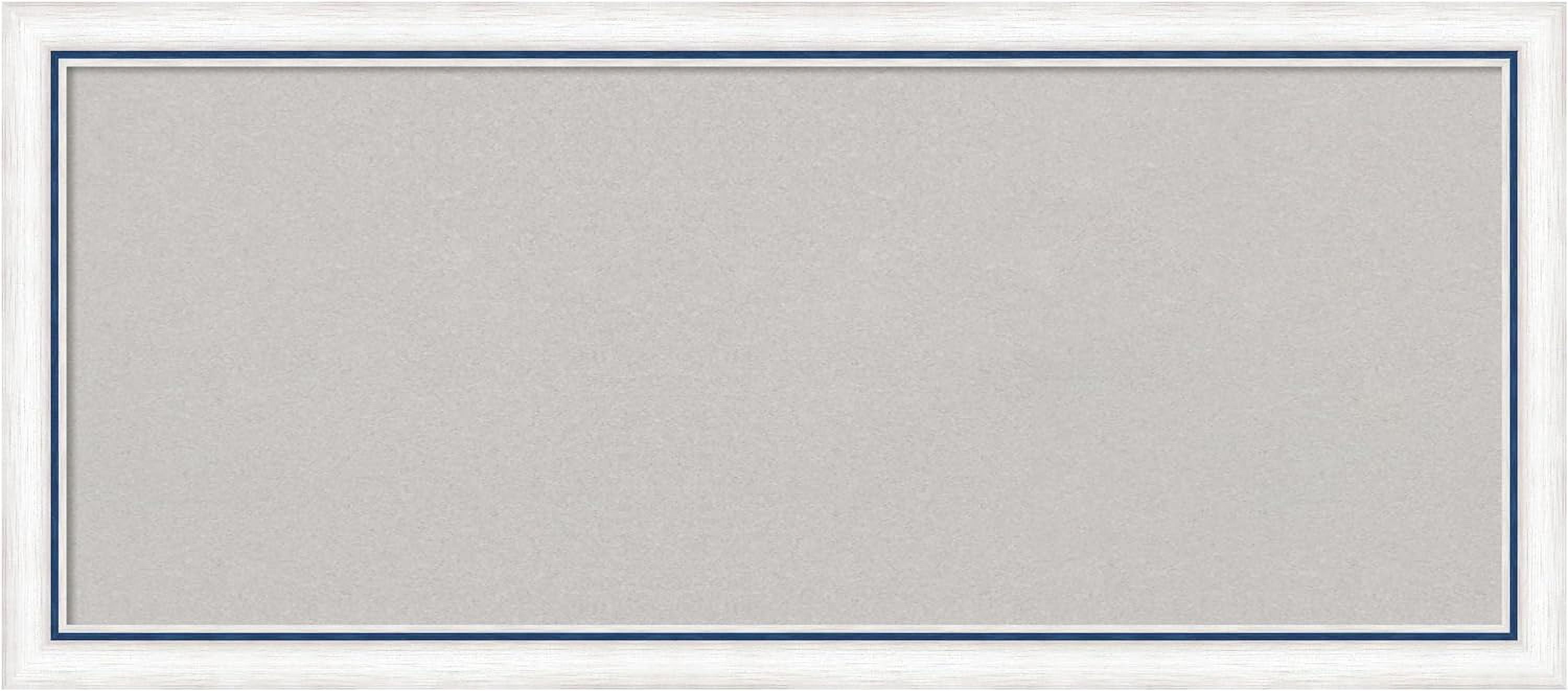 Amanti Art Black Cork Bulletin Board - 14"x32" With Black Wood Frame, Modern Office Or Home Pinboard